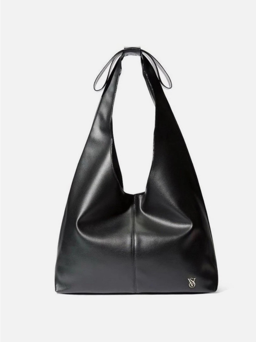 Victoria's Secret Black Leather Tote with Gold Logo